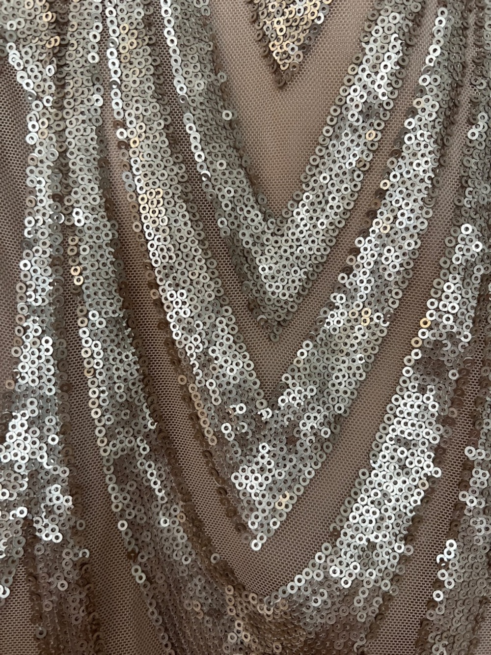 Joseph Ribkoff Taupe and Champagne Sequin Long-Sleeve Dress - Picture 2 of 5